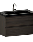 Meuble de salle de bain Sova - 80 cm - Bois de noyer - Lavabo Blanc Noir - Précommander
