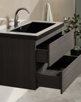 Meuble de salle de bain Sova - 80 cm - Bois de noyer - Lavabo Blanc Noir - Précommander