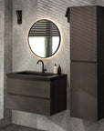 Meuble de salle de bain Sova - 80 cm - Bois de noyer - Lavabo Blanc Noir - Précommander