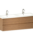 Meuble de salle de bain Arato - 140 cm - Chêne chaud - Lavabo Blanc - Précommander