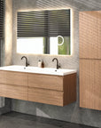 Meuble de salle de bain Arato - 140 cm - Chêne chaud - Lavabo Blanc - Précommander