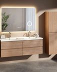 Meuble de salle de bain Arato - 140 cm - Chêne chaud - Lavabo Blanc - Précommander