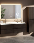 Meuble de salle de bain Arato - 140 cm - Bois noyer - Vasque blanche - Précommander