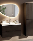 Meuble de salle de bain Sova - 80cm - Bois de noyer - Lavabo Blanc - Précommander