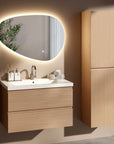 Ensemble meuble vasque Amara – 80 cm – Chêne Clair – Lavabo Blanc