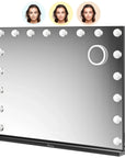 Miroir Hollywood - Enceintes Bluetooth - 80x60cm - Noir