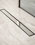 Caniveau de douche – 70 cm – Grille à carreaux – Acier inoxydable – avec bride
