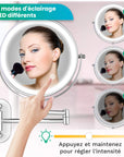 Miroir de maquillage - Rechargeable - Chrome - Grossissement 1-10x
