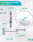 Miroir de maquillage - Rechargeable - Chrome - Grossissement 1-10x