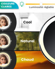 Miroir de maquillage - Rechargeable - Chrome - Grossissement 1-10x