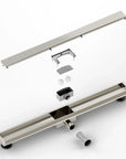 Caniveau de douche – 80 cm – Grille à carreaux – Acier inoxydable – avec bride - Précommander