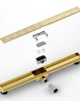 Caniveau de douche – 80 cm – Or – Grille standard – Acier inoxydable – avec bride