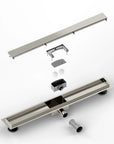 Caniveau de douche – 70 cm – Grille à carreaux – Acier inoxydable – avec bride