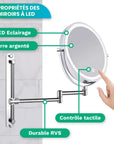 Miroir de maquillage - Rechargeable - Chrome - Grossissement 1-7x