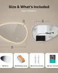 Miroir de salle de bain - 90x60cm Asymétrique - Sans cadre - Précommander