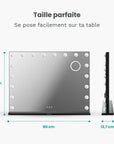 Miroir Hollywood - Enceintes Bluetooth - 80x60cm - Noir