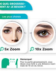 Miroir de maquillage - Rechargeable - Chrome - Grossissement 1-5x