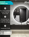 Miroir de salle de bain - 60cm - Cadre noir - Précommander