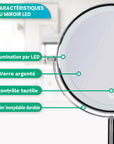 Miroir de maquillage - Rechargeable - Chrome - Grossissement 1-10x