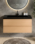 Meuble de salle de bain Sena - 100 cm - Chêne Clair - Lavabo Noir