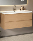 Meuble de salle de bain Sena - 100 cm - Chêne Clair - Lavabo Blanc