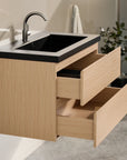 Meuble de salle de bain Sova - 80 cm - Chêne Clair - Lavabo Noir