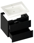 Meuble de salle de bain Karo - 60 cm - Noir Mat - Lavabo Blanc - Précommander