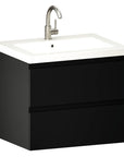 Meuble de salle de bain Karo - 60 cm - Noir Mat - Lavabo Blanc - Précommander