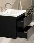 Meuble de salle de bain Karo - 60 cm - Noir Mat - Lavabo Blanc - Précommander
