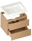 Meuble de salle de bain Karo - 60cm - Chêne Clair - Lavabo Blanc
