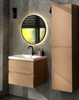 Meuble de salle de bain Karo - 60cm - Chêne Clair - Lavabo Blanc