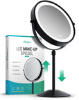 Miroir de maquillage - Hauteur réglable - Noir - Grossissement 1-10x