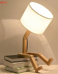 Nordic Art Wooden Robot Shaped Table Lamp Modern Living Room Bedroom bedside lamp Study Decor LED Desk Lamp E14 - Lampe Chevet Design