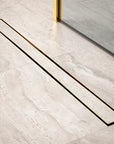 Caniveau de douche – 90 cm – Or – Grille à carreaux – Acier inoxydable – avec bride