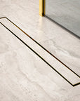 Caniveau de douche – 80 cm – Or – Grille à carreaux – Acier inoxydable – avec bride