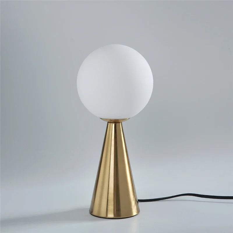 Nordic Glass Ball Table Lamps Gold Metal Cone Table Lights Living Room Beside Lamp Study Desk Lamp Book Light Art Deco Luminaire - Lampe Chevet Design