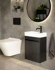 Meuble vasque Elen – 40 cm – Chêne Noir – Lavabo Blanc