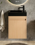 Meuble de toilette Elen – 40 cm – Chêne Clair – Lavabo Noir