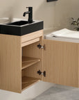 Meuble de toilette Elen – 40 cm – Chêne Clair – Lavabo Noir