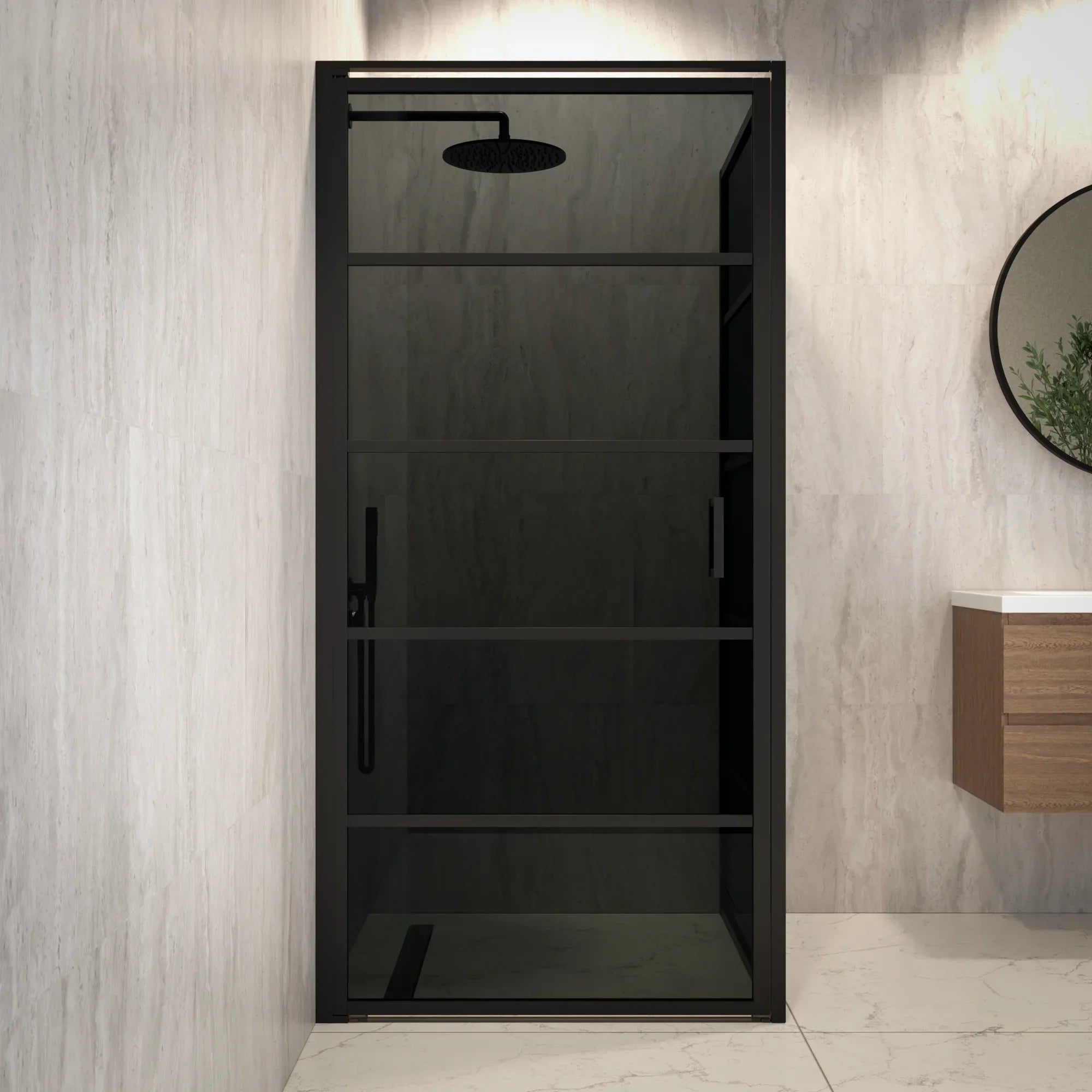 Paroi de douche Oris - 90 x 200 - Verre noir - Noir