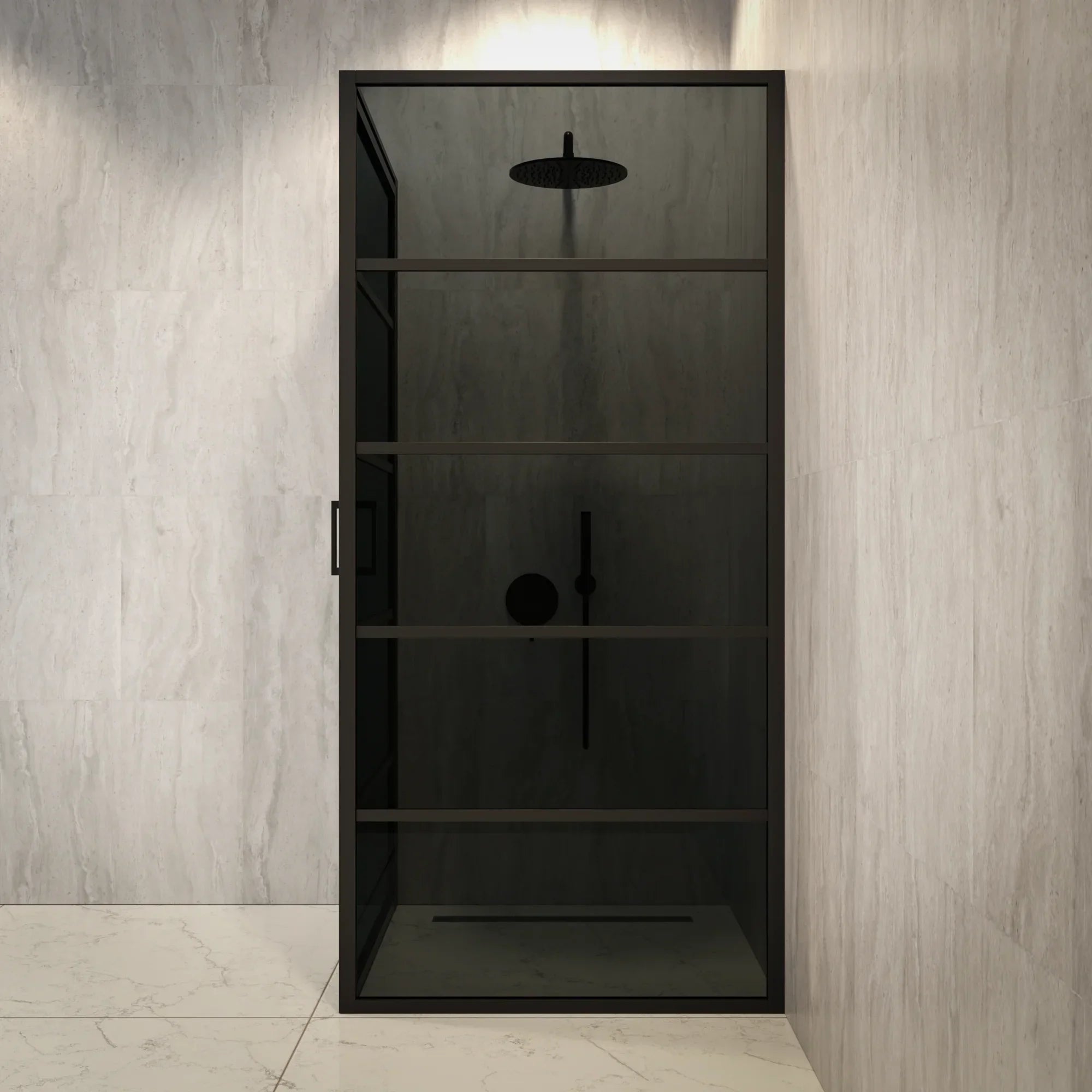 Paroi de douche Oris - 90 x 200 - Verre noir - Noir