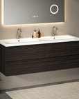 Meuble de salle de bain Arato - 140 cm - Bois noyer - Vasque blanche - Précommander