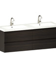 Meuble de salle de bain Arato - 140 cm - Bois noyer - Vasque blanche - Précommander