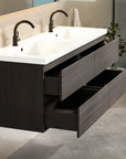 Meuble de salle de bain Arato - 140 cm - Bois noyer - Vasque blanche - Précommander