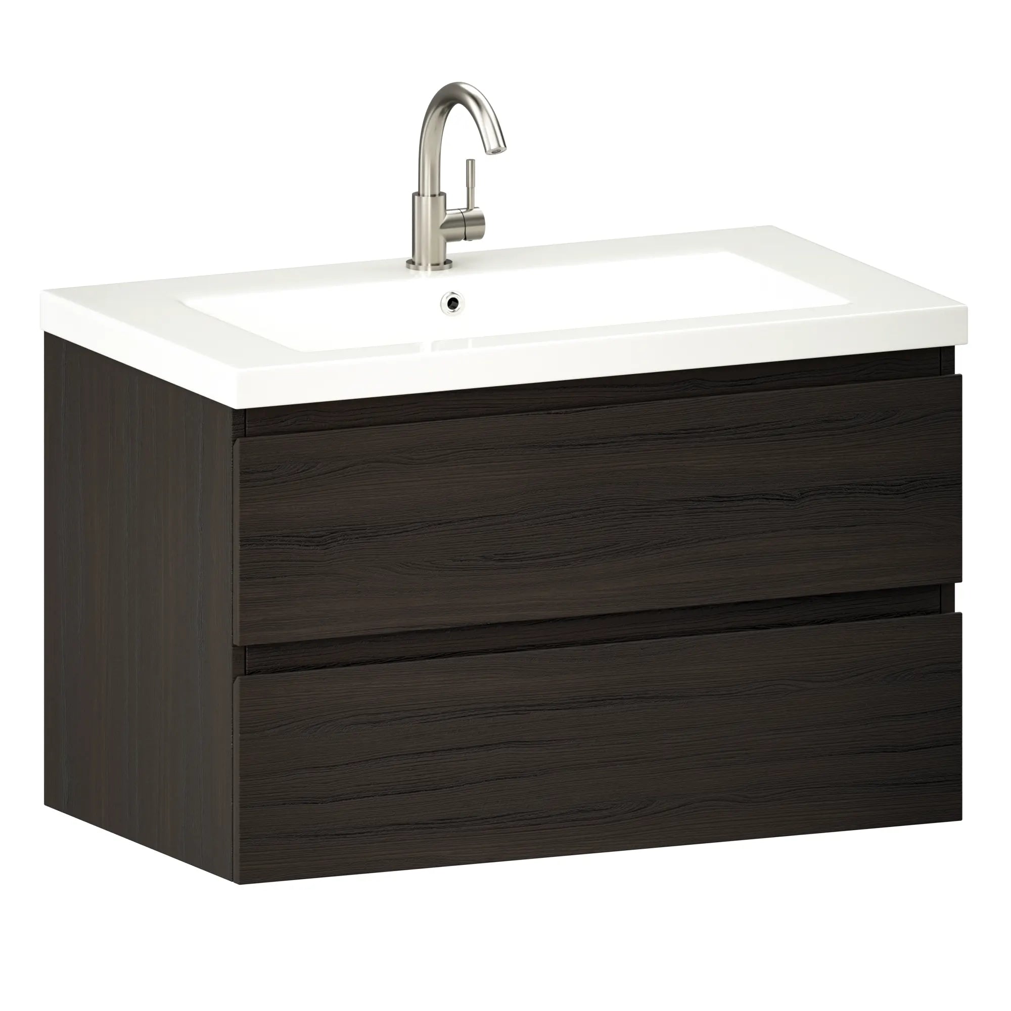 Meuble de salle de bain Sova - 80cm - Bois de noyer - Lavabo Blanc - Précommander