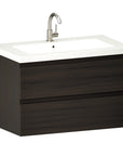 Meuble de salle de bain Sova - 80cm - Bois de noyer - Lavabo Blanc - Précommander