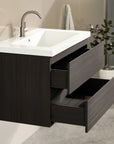 Meuble de salle de bain Sova - 80cm - Bois de noyer - Lavabo Blanc - Précommander
