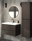 Meuble de salle de bain Sova - 80cm - Bois de noyer - Lavabo Blanc - Précommander