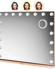 Miroir Hollywood - Enceintes Bluetooth - 80x60cm - Or Rose