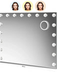 Miroir Hollywood - Enceintes Bluetooth - 80x60cm - Blanc
